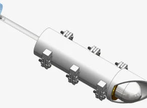 Closed exterior CAD view of the white self-injection aid