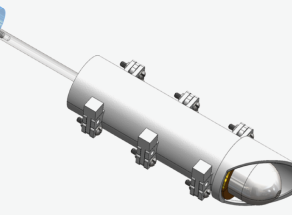 Closed exterior CAD view of the white self-injection aid